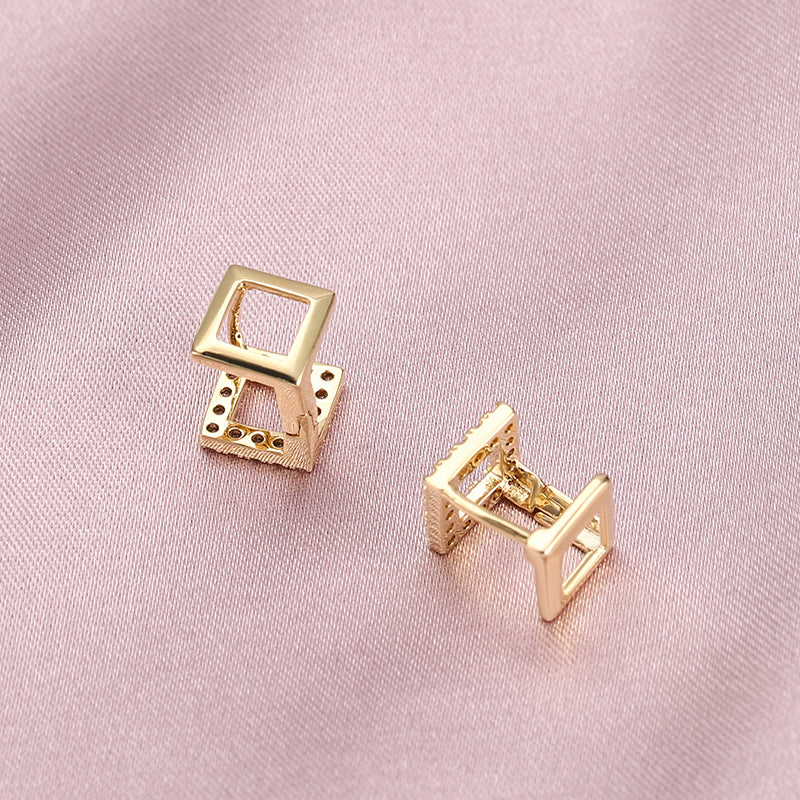 Bronze Earrings Trapezoid Geometric Earrings Metal Wind Earrings