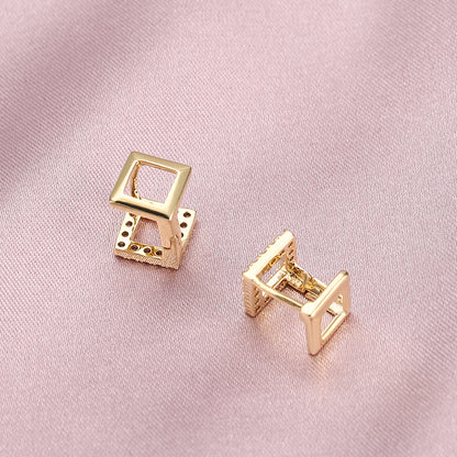 Bronze Earrings Trapezoid Geometric Earrings Metal Wind Earrings