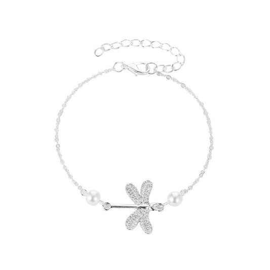 Ladies Dragonfly Pearl Anklet