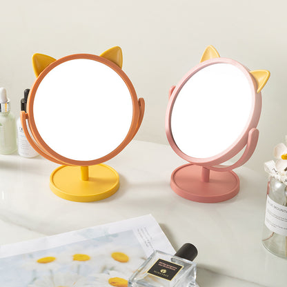 Cartoon Cat Ears Makeup Mirror Desktop Single-sided Makeup Mirror