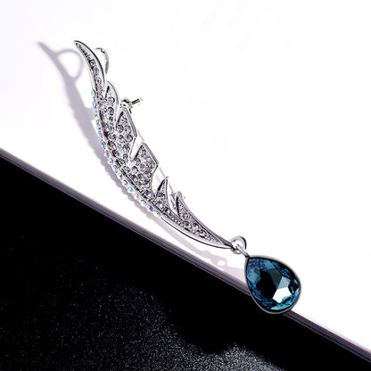 Full diamond feather brooch with rhinestone brooch