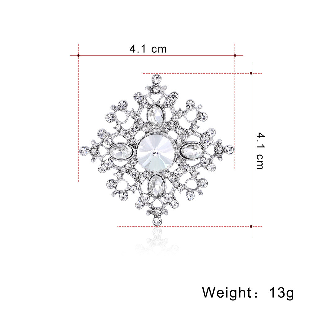 Fashion Alloy Square Brooch With Diamonds
