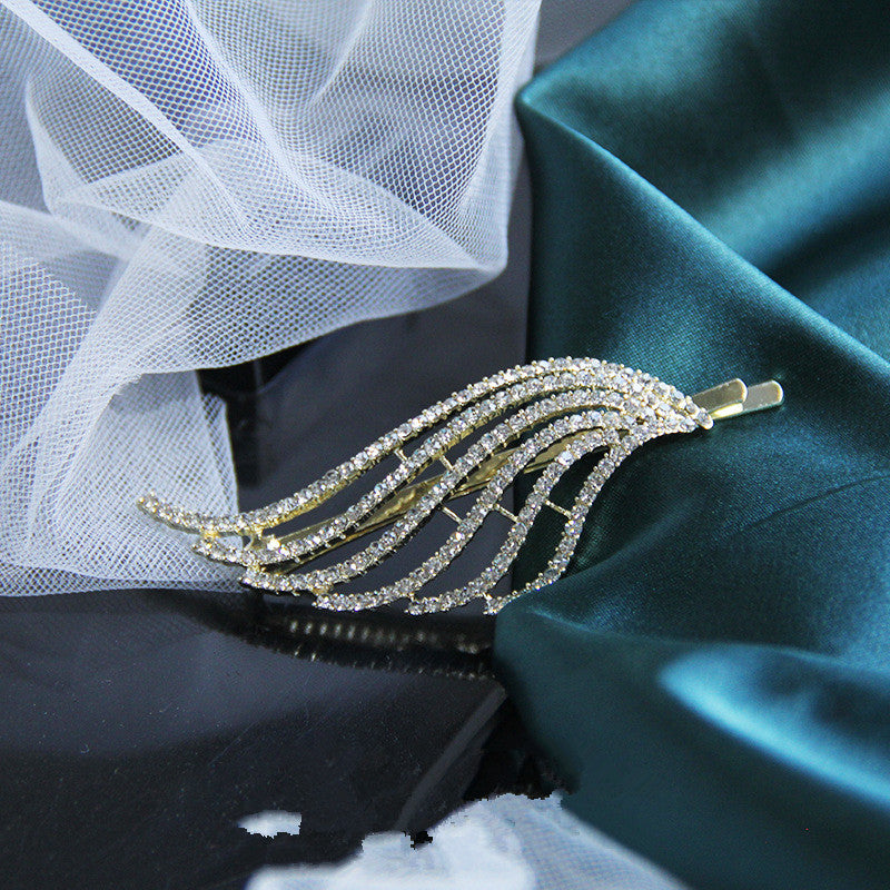 Wing hairpin shines rhinestone girl word clip hairpin