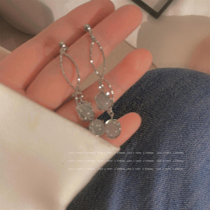 Opal Tassel Long Earrings Mosquito Coil Ear Clip