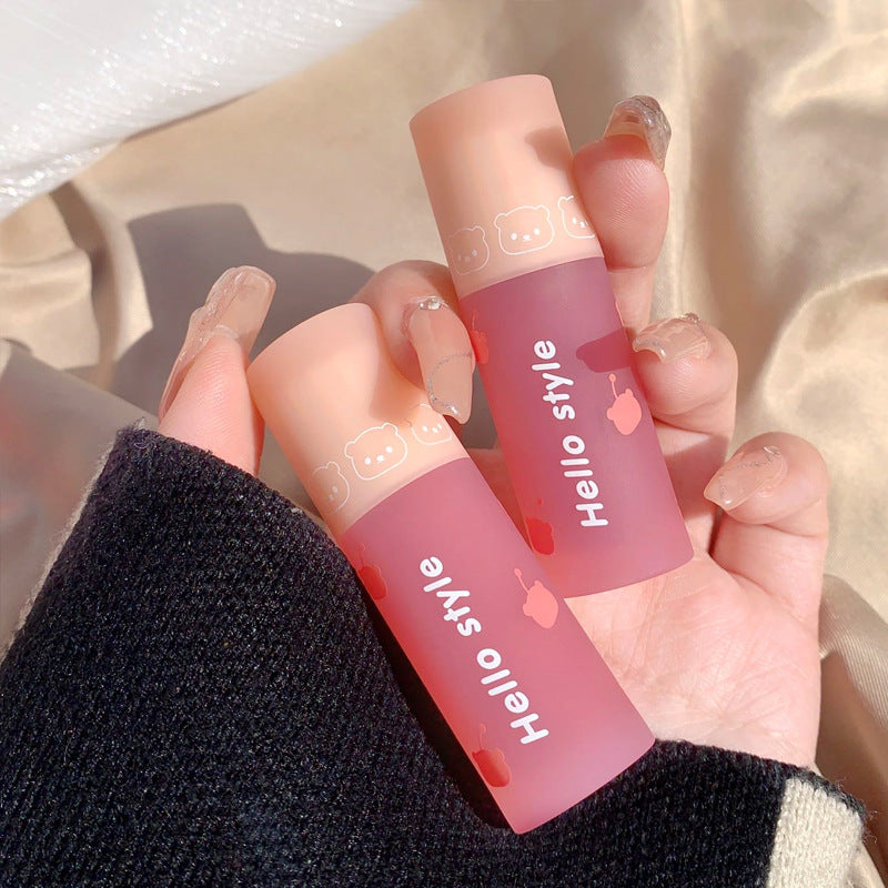 HELLOSTYLE Little Bear Soft Limited Lip Mud Girl Heart Matte Velvet Lip Lacquer