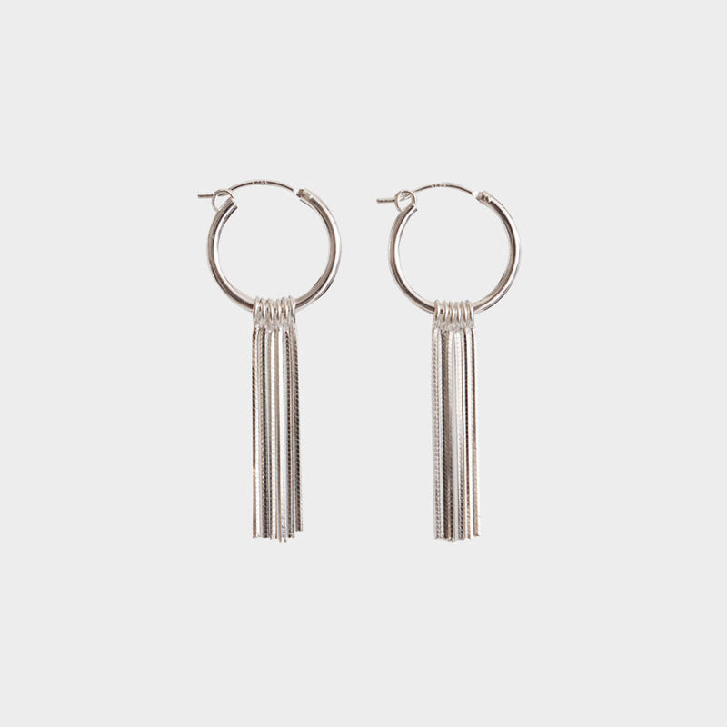 Sterling Silver Tassel Ear Clip Earrings Minimalist High Sense