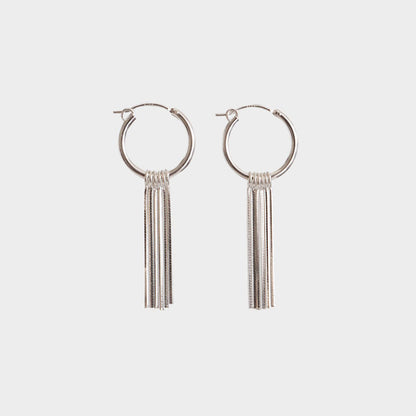 Sterling Silver Tassel Ear Clip Earrings Minimalist High Sense