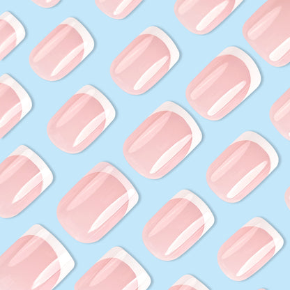 Simple White French Fake Nails