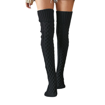 Knitted Knee Length Pile Wool Stockings For Women