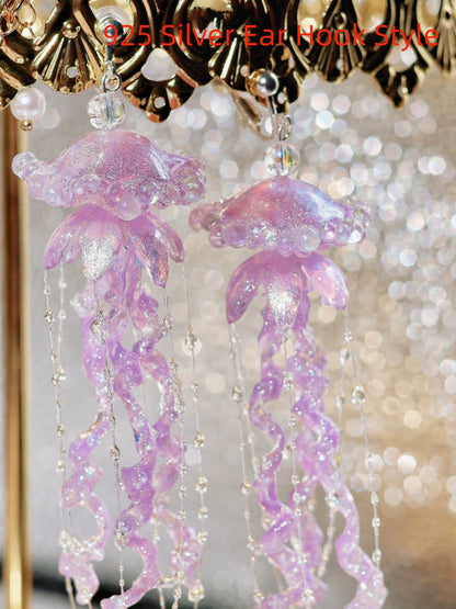 Creative Jellyfish Earrings Long Cute Ear Clip
