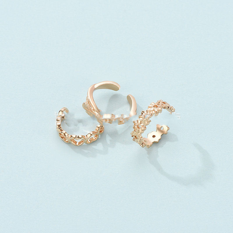 Trendy Holiday Style Beach Toe Set Ring 3-Piece Set