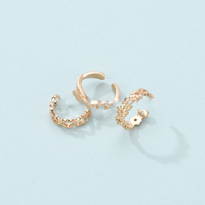 Trendy Holiday Style Beach Toe Set Ring 3-Piece Set