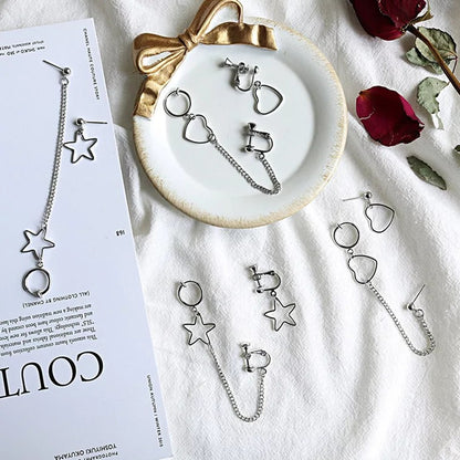 One-piece Ear Bone Clip Asymmetric Earrings