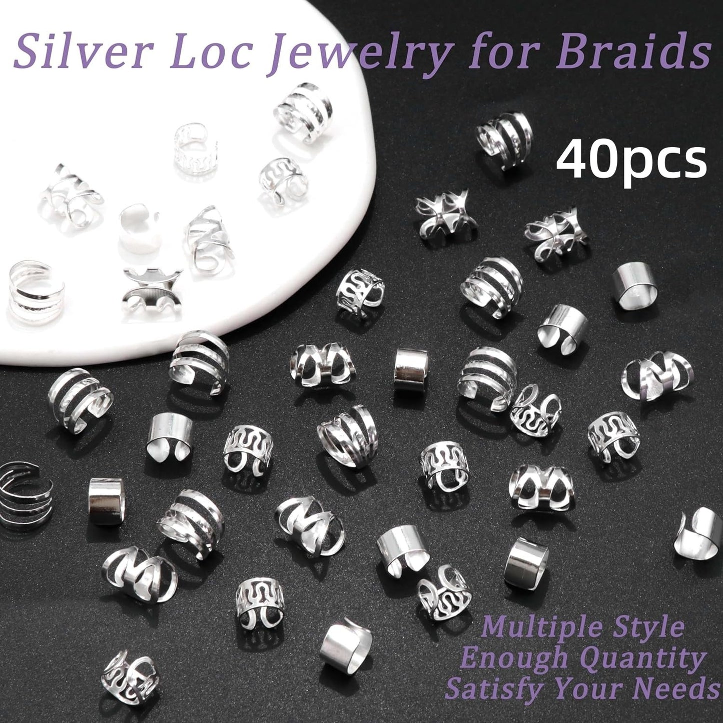 40 Pieces Ear Clip Dirty Braid Hair Ring