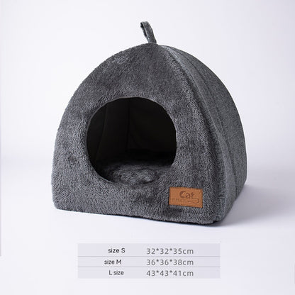 Triangle Cat Nest Closed Warm Thickened Pet Bed