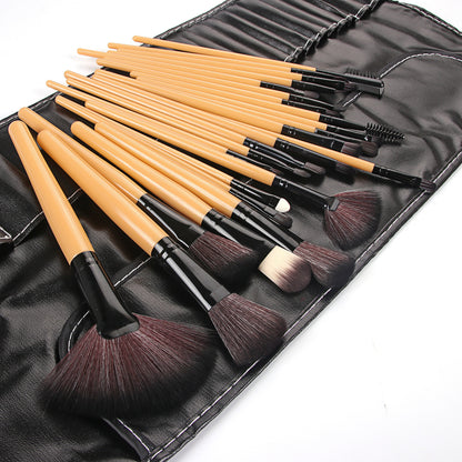 Shadowing 24 Makeup Brushes Set, Brownnatural Wood