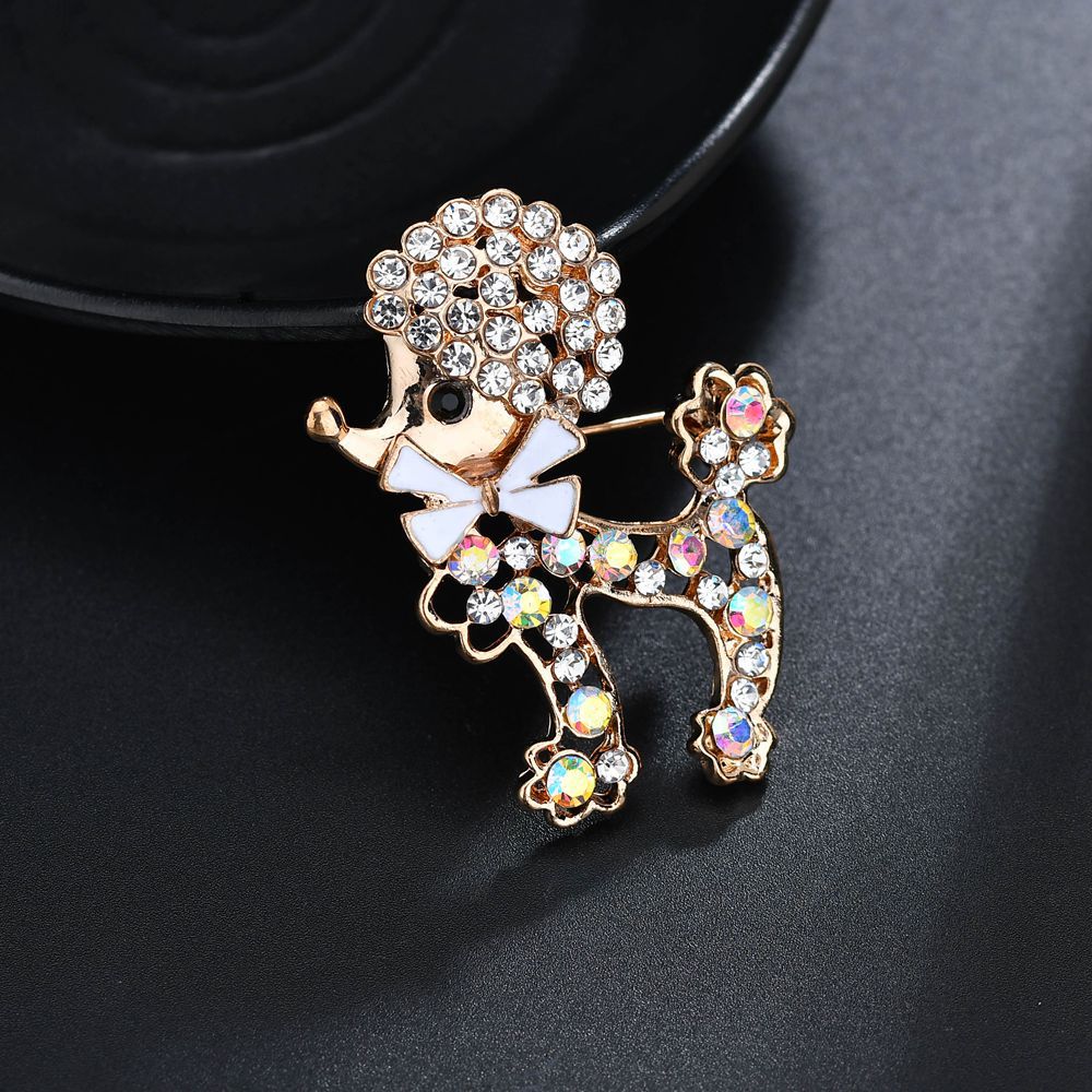 Diamond-encrusted soldier dog brooch pin