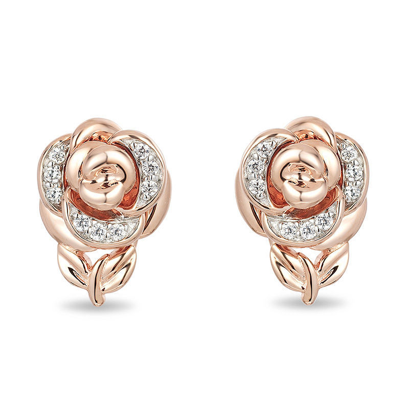 Zhenrong Amazon New Rose Pendant Valentine's Day Gift Flower Necklace European And American Engagement Rings Ear Studs