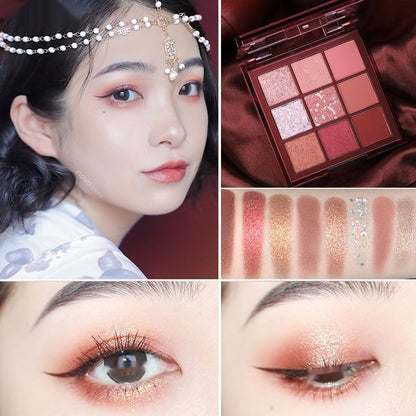 Nine Colors Matte Shimmer Sequins Earth Color Thin And Glittering Eye Shadow Plate