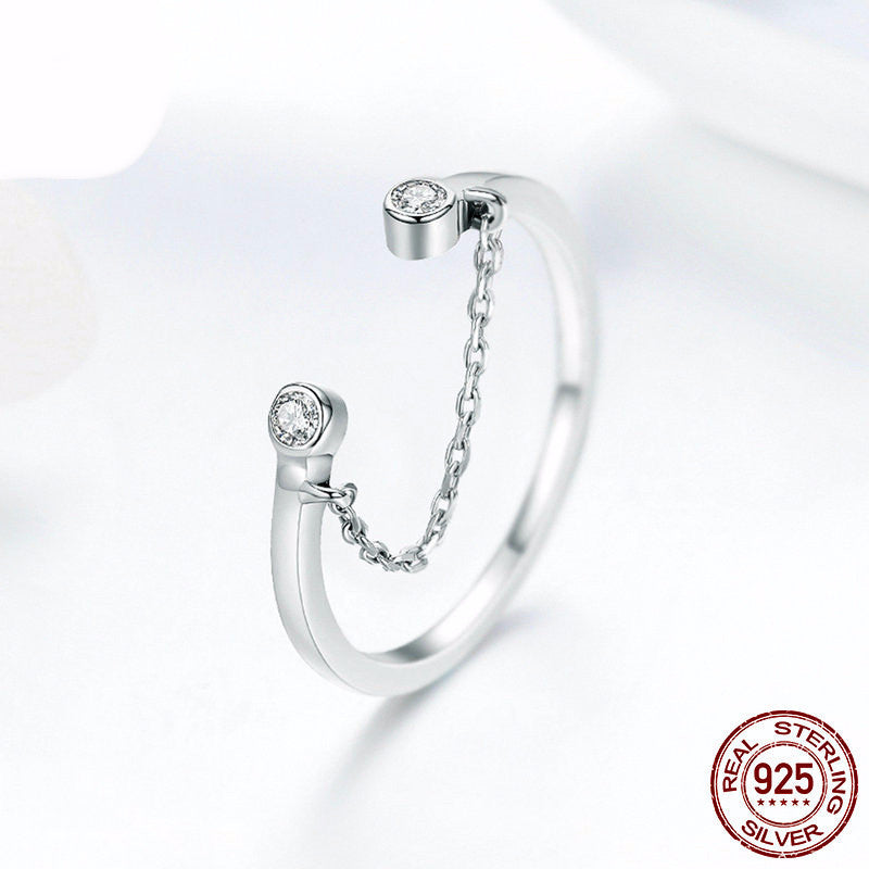 Sterling Silver Ring Chain Ring