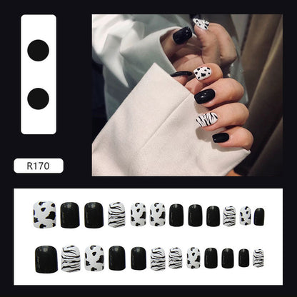 Fake Nail Patch Finished Nail Sticker Nail Sticker Black And White