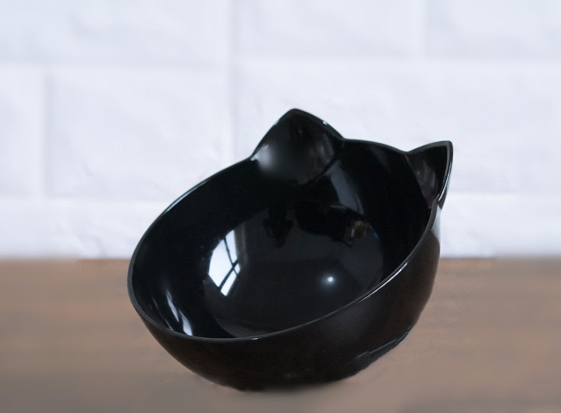 New Inclined Cat Food Bowl Cat Ear Oblique Mouth Transparent Single Pet Bowl