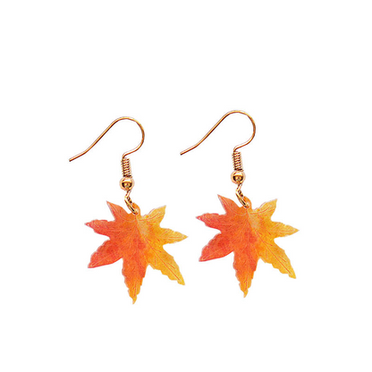 Ginkgo maple leaf ear clip earrings
