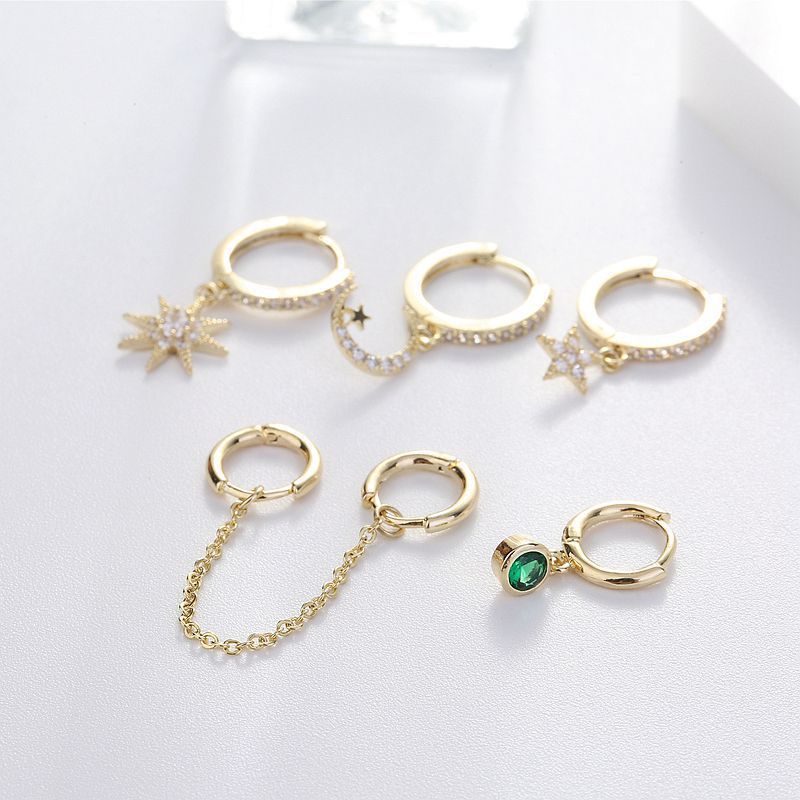 Moon Star Set Ear Clip Earrings