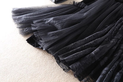 Velvet Stitching Mesh Skirt Women