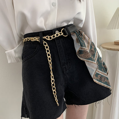 Jeans Shirt With Suit Metal Chain Waist Chain