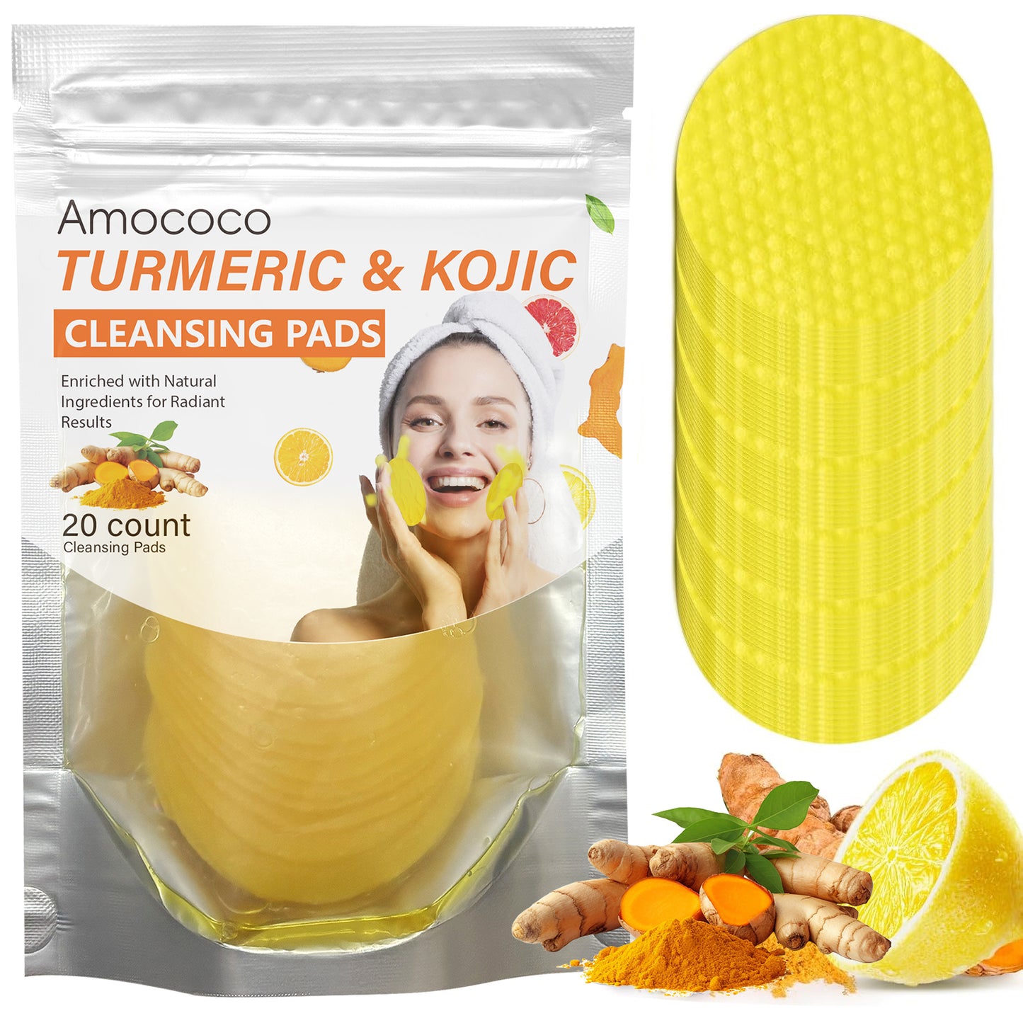 Only Supports Self Pickup With Waybill Amococo Turmeric & Kojic Cleansing Pads Brightened Skin Enriched With Turmeric Root Kojic Acid For Gentle Exfoliation And Tone Evenness