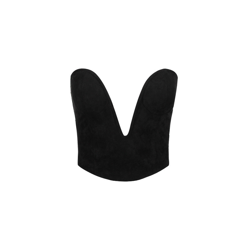 Deep V Sheepskin Velvet European And American Slim Irregular Backless Corset