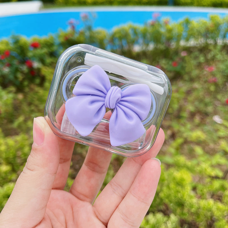 Bow Contact Lens Box Female Cute Japanese Light Simple And Transparent