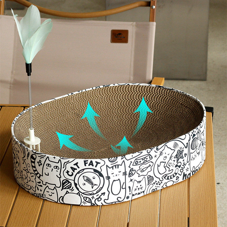 Oval Cat Scratch Board Nest Corrugated Paper Cat Scratch Toy