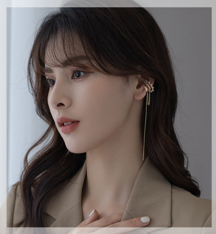Earrings Earrings No Pierced Ear Bone Clip Meteor Pearl Tassel Ear Clip Female