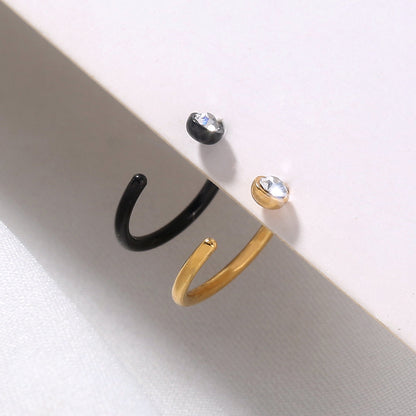 Nose ring Cross-border e-commerce source Human body piercing C-shaped stainless steel rhinestone nose ring with diamond nose nail fake nose ring jewelry