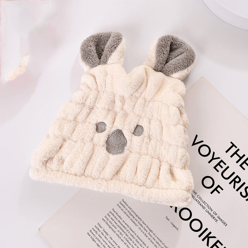 Coral Velvet Creative Cartoon Cute Shower Cap Ladies