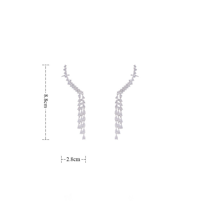 Avant-garde Zircon Ear Clip Symmetrical Earrings