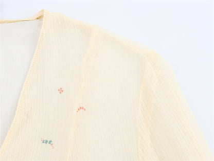 Spring And Summer Ethnic Style Floral Printed Silk Printed Shirt