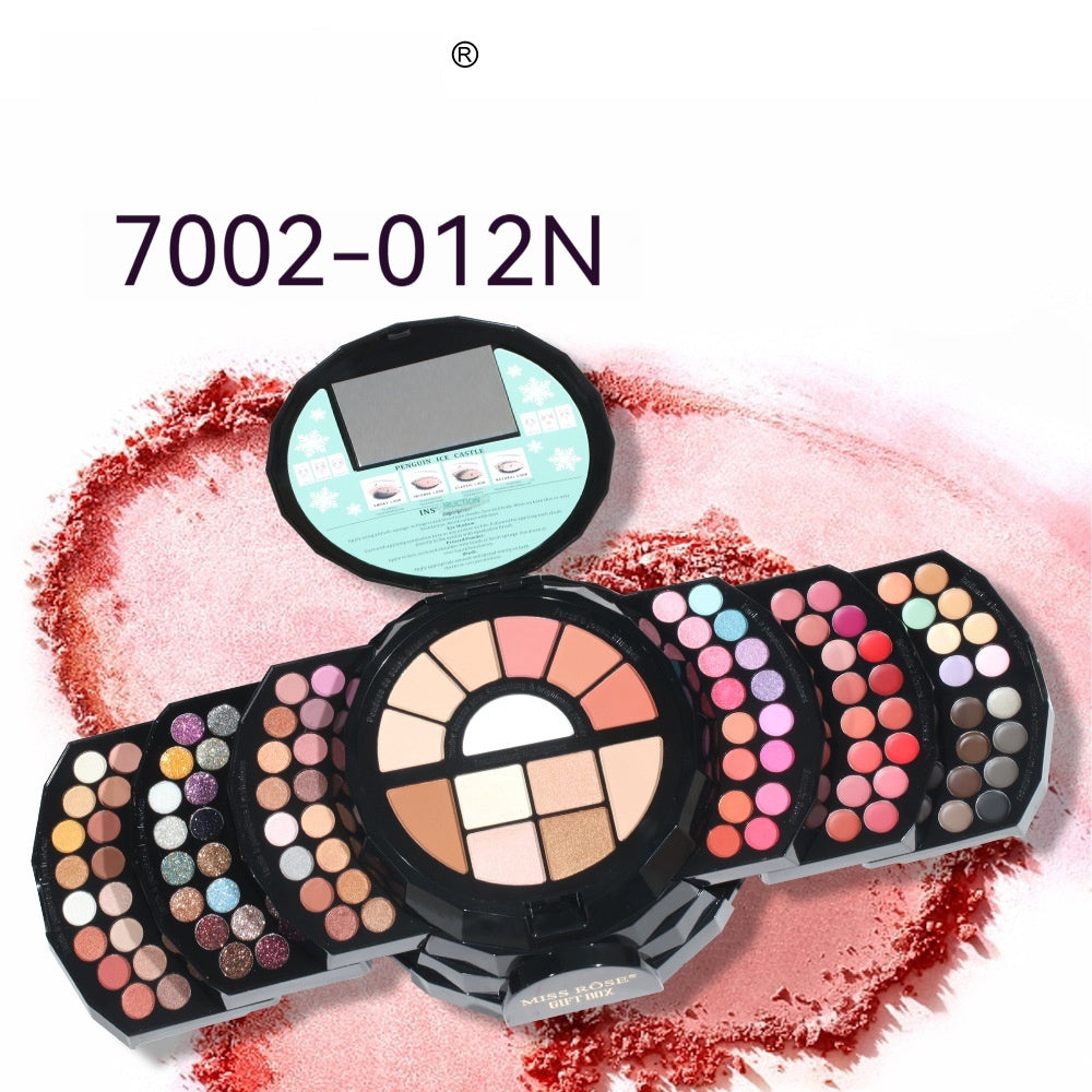 Makeup Palette Featuring Shimmering Eyeshadows Contouring Products Lipsticks And Matte Blush