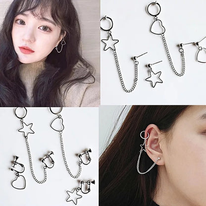 One-piece Ear Bone Clip Asymmetric Earrings
