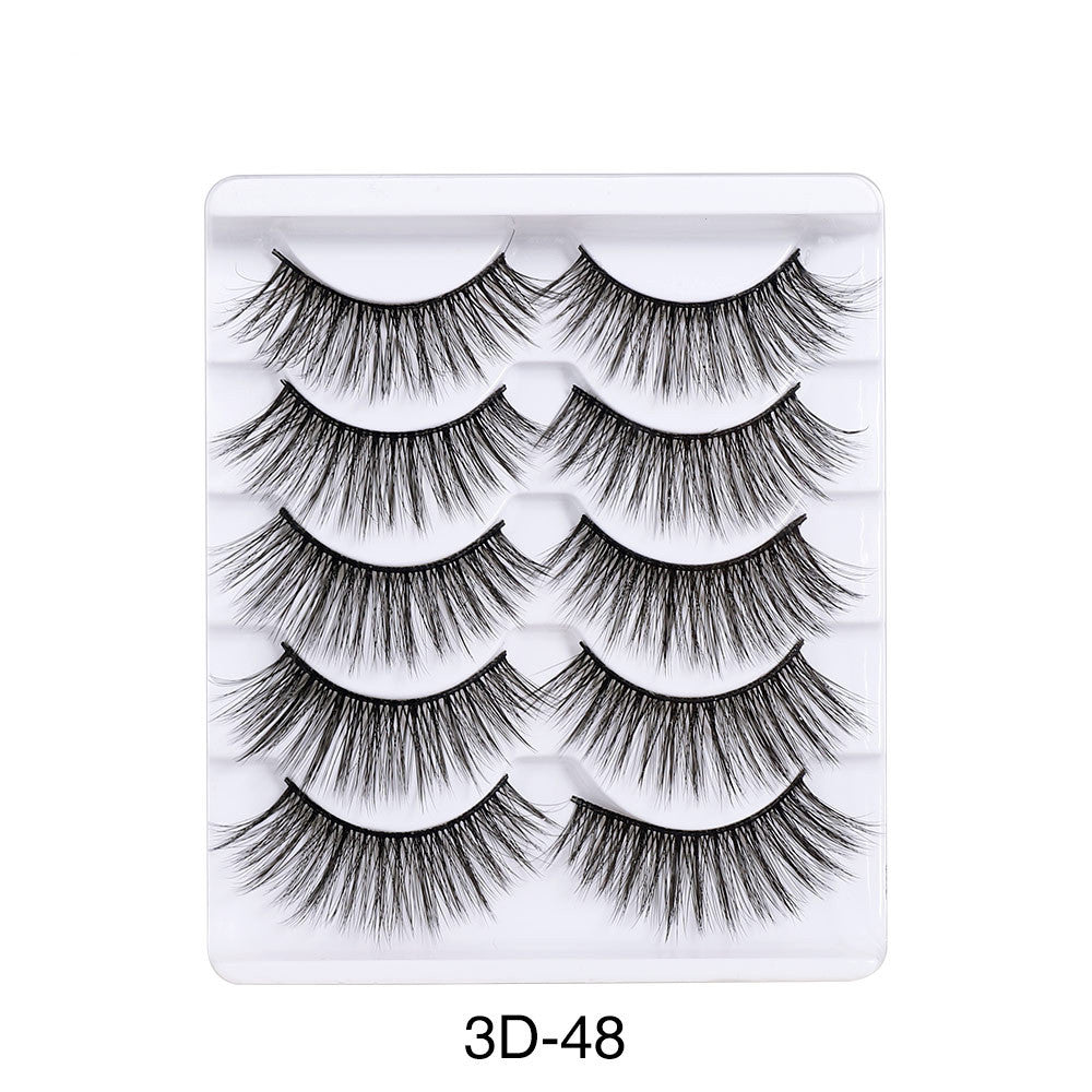 5 Pairs Of Natural Curly And Dense Three-dimensional Simulation 3D False Eyelashes