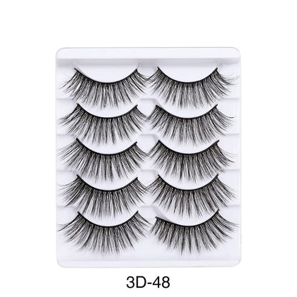 5 Pairs Of Natural Curly And Dense Three-dimensional Simulation 3D False Eyelashes