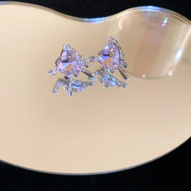Women's Fashion Heart-shaped Zircon Ear Clip Earrings