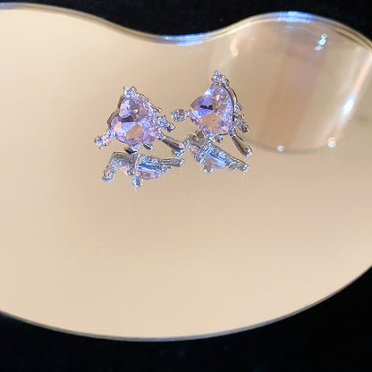 Women's Fashion Heart-shaped Zircon Ear Clip Earrings