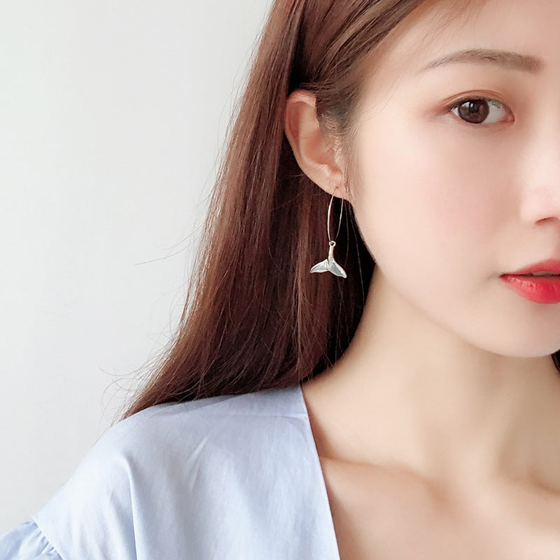 Korean Dolphin Tail Fishtail Earrings Female Temperament Personality Simple Retro Tide Earrings Earrings Earrings Earrings Jewelry
