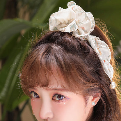 Original Retro Large Intestine Hair Band Summer Ribbon Headdress Flower Cute Hair String