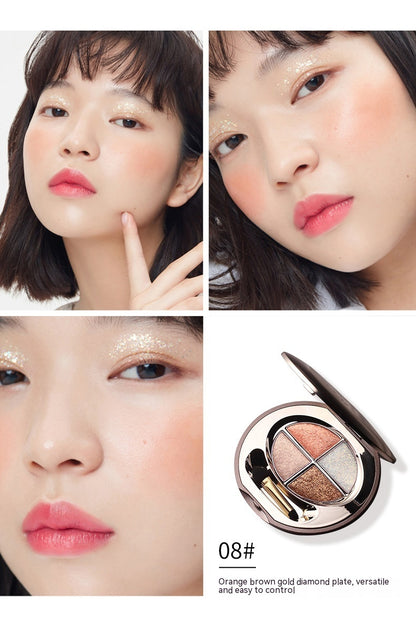 Four Color Eyeshadow Palette Shimmering Powder Shimmer Sequins Waterproof