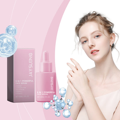 Jaysuing 5 In 1 Moisturizing Essence, Moisturizing, Firming And Repairing Facial Skin Elastic Moisture Lock And Shine Serum