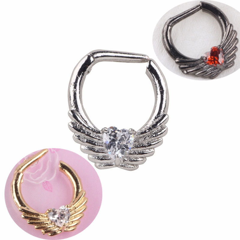 Heart-shaped Wings Crystal Fake Nose Ring Foreign Trade Fake Nose Nails